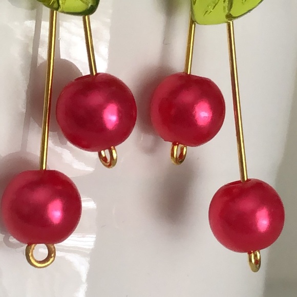 New Cherry Dangling Drop Statement Hand Crafted Earrings Fruit Summer Beach Gift - Picture 4 of 6